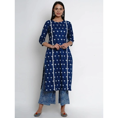 Bhama Couture Women Blue & White Indigo Printed Kurta with Palazzos