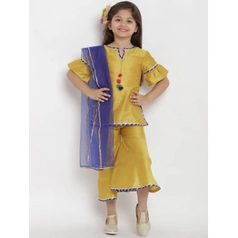 Bitiya by Bhama Girls Mustard Embellished Top with Palazzos