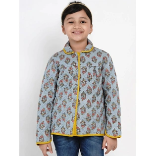 Bitiya by Bhama Girls Grey Printed Tailored Jacket