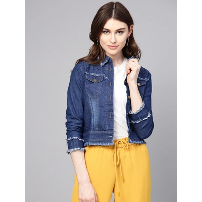 Bhama Couture Women Blue Washed Denim Jacket