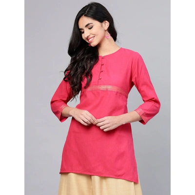 Bhama Couture Women Fuschia Solid Kurti