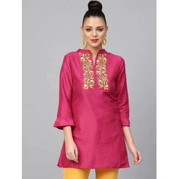 Bhama Couture Women Pink Yoke Design A-Line Kurti