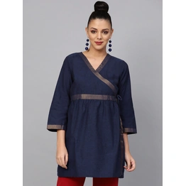 Bhama Couture Women Navy Blue Solid Angrakha Tunic