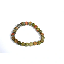 Unakite Plain Beads Bracelet