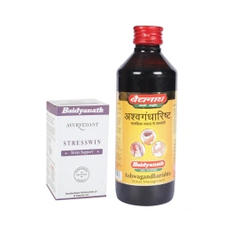 Baidyanath Go Stress Free Ashwagandharishtha 450Ml With Ayurvedant Stresswin 60Cap Health Tonic