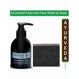 Natural Vibes Combo Pack of Activated Charcoal Face Wash 150ml and Soap 150gm