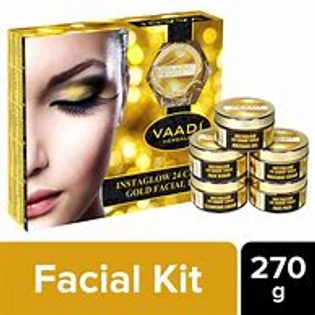 Vaadi Herbals Gold Facial Kit - 24 Carat Gold Leaves, Marigold & Wheatgerm Oil, Lemon Peel Extract 270gm