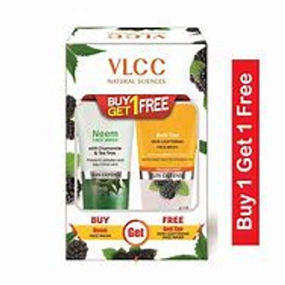 VLCC Natural Science Neem Face Wash with Anti Tan Skin Lightening Face Wash Free (150ml Each)