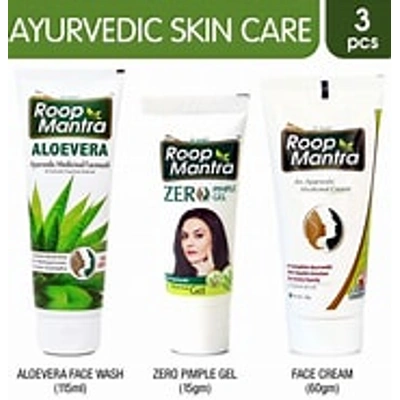 Roop Mantra Combo Pack of Aloevera Face Wash 115ml, Zero Pimple Gel 15gm & Face Cream 15gm