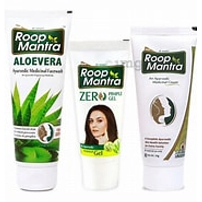 Roop Mantra Combo Pack of Aloevera Face Wash 115ml, Zero Pimple Gel 15gm & Face Cream 30gm