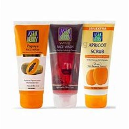 Astaberry Combo Pack of Papaya, Wine Face Wash & Apricot Scrub (100ml Each)