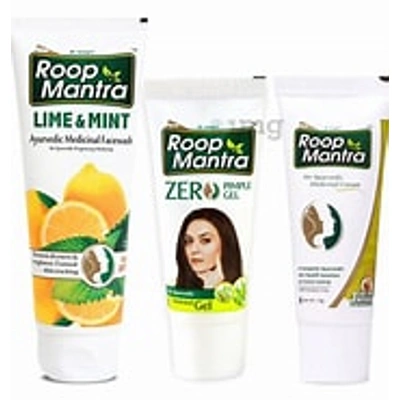 Roop Mantra Combo Pack of Lime Mint Face Wash 115ml, Zero Pimple Gel 15gm & Face Cream 30gm