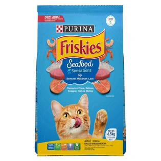 Purina FRISKIES Seafood Sensations Adult Cat Food, Tuna Salmon Whitefish Crab & Shrimp Flavours, 6.5kg