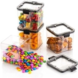 Bluekites 4 Pc Square Container 700 Ml Used For Storing Types Of Food Stuffs And Items.