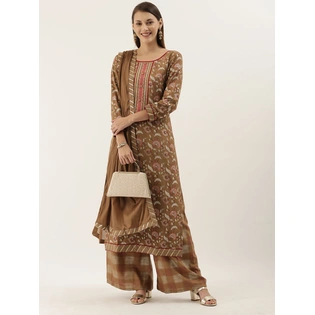 Stylish Cotton Blend Printed stitched Dress Material For Women