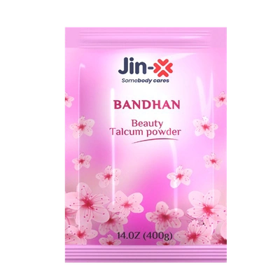 JINX Bandhan Natural White Body Talcum Powder 400gm Pouch for Beauty Salons