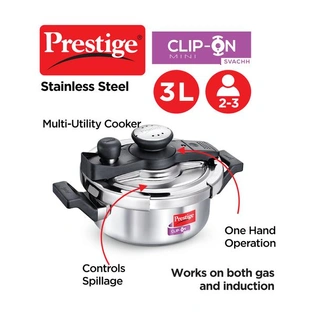 Clip On Mini Svachh SS Pressure Cooker 3 L with Glass lid