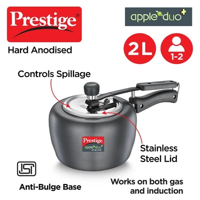 Apple DUO Plus Svachh Hard Anodised Pressure Cooker, 2.0 L