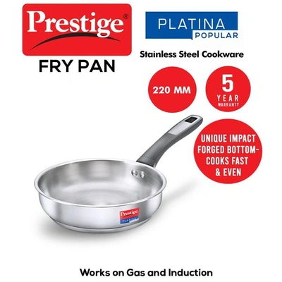 Platina Popular Stainless steel Fry Pan, 220 mm