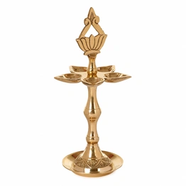 BulkySanta Pure Brass Kerala Diya Stand | Kamal Masuri Diya (7 inches)