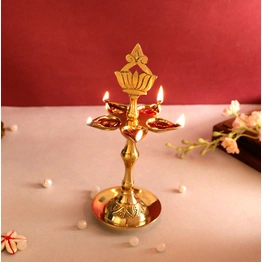 BulkySanta Brass Kerala Chirag Diya | Kuthuvilakku | Kamal Masuri Diya (Height - 8 inches/Weight - 200 grams approx.)