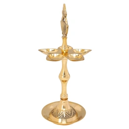 BulkySanta Brass Kerala Chirag Diya | Kuthuvilakku | Kamal Masuri Diya (Height - 8 inches/Weight - 200 grams approx.)