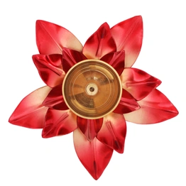 BulkySanta Brass Lotus Diya Big with Copper Petals | Pooja Dia Home Temple Decoration Oil Lamp Gift Items (Size 5