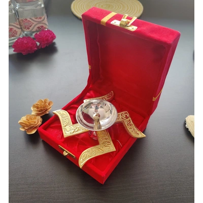 BulkySanta Brass Swastik Diya (4" x 4" x 1.5") with Gift Box | Brass Diya with satiya