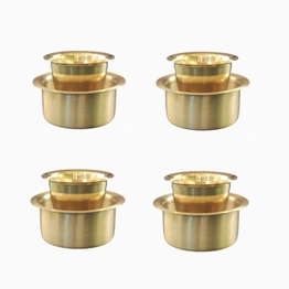 BulkySanta Pure Brass Coffee Dabara Set | Kombakonam Dawara Set for Filter Coffee and Tea Serving (Pack of 4)