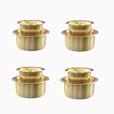 BulkySanta Pure Brass Coffee Dabara Set | Kombakonam Dawara Set for Filter Coffee and Tea Serving (Pack of 4)