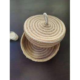 BulkySanta Roti Serving Basket with lid 10 inches cotton jute | bread proofing basket | multipurpose fruit basket | dinning table decor