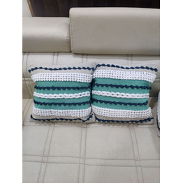 BulkySanta handtufted Cotton Cushion Covers for Sofa, 16 in x 16 in (Blue Green)