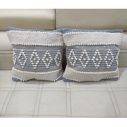 BulkySanta Handtufted Cotton Cushion Covers for Sofa, 16 in x 16 in (5, Diamond White Grey)