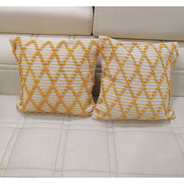 BulkySanta Handtufted Cotton Cushion Covers for Sofa, 16 in x 16 in (2, Diamond Yellow)