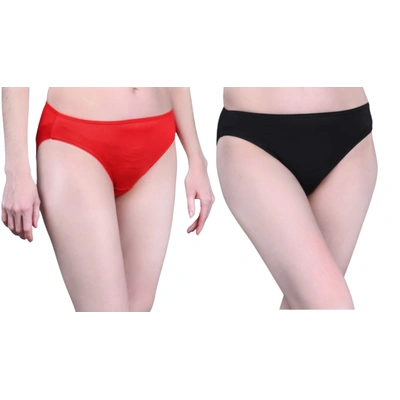 BAMBOOLOGY Bamboo Fabric Mid Rise Underwear | Red & Black | Pack of 2