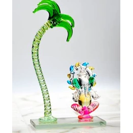 craftfry Ganesha Idol for Decorative Showpiece - 13 cm (Glass, Multicolor)