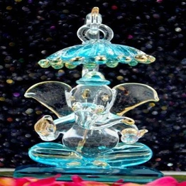 craftfry Ganesha Idol for Gift Glass Lord Ganesh Murti Idol Decorative Showpiece - 6 cm (Glass, Green)