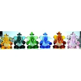 craftfry Craftfry Ganesha Idol for Gift Small Ganesha in 6 Peace Decorative Showpiece - 4 cm (Glass, Yellow)