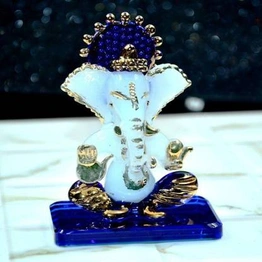 craftfry Charming & Lovely Mini Beautiful Ganesha For Car Dashboard & Office Templke Decor Showpiece - 7 cm ( Glass & Multicolor ) Decorative Showpiece - 7 cm (Glass, Multicolor)