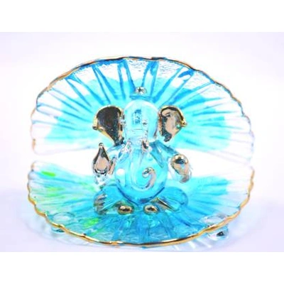 craftfry Designer & Exclusive Seep Ganesha Idol for Special Office & Car dashboard Decorative Showpiece - 7.5 cm (Glass, Multicolor)