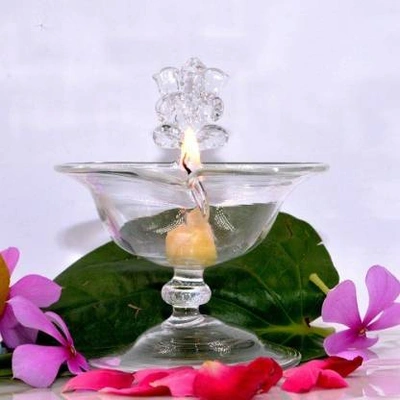 craftfry akhand Diya in Ganesha Idol for Gift for puja Decorative Showpiece - 9 cm (Glass, Multicolor)