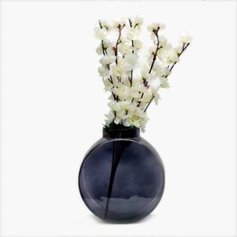 craftfry Luxury glass clock shape flower vase in black colour Glass Vase (8 inch, Black)