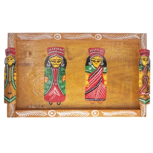 Handcrafted Decorative Wooden TRAY RAJA RANI MEDIUM