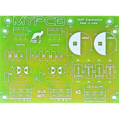 TDA2030 TDA2050 LM1875 Simple & Low Cost Stereo Amplifier Board - PCB only