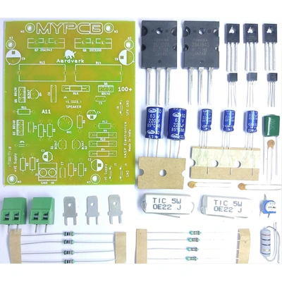 100 Watt Audio Amplifier using 2SC5200 2SA1943 Power Transistors - Easy to Make Hobby Kit