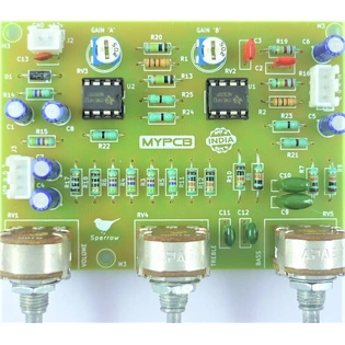 Hi Gain Stereo Bass Treble Board Using NE5532 Dual IC - Assembled board