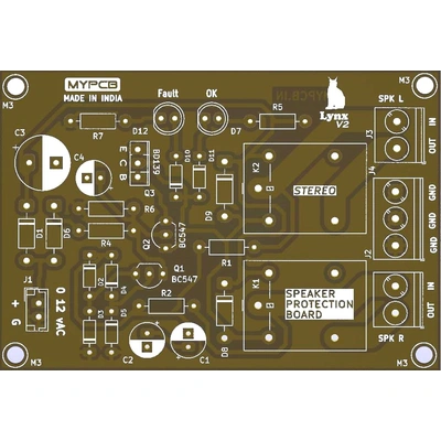 12v Stereo Speaker Protection Board 10 Ampere Dual Channel - PCB only - New Version