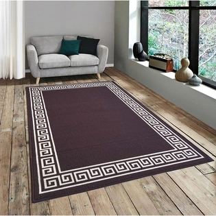 Greek Single Line Anti-Slip Rug Brown (100x150cm)