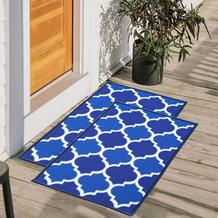 Trellis Anti-Slip Multipurpose Floor Mat Set 40x60CM, Blue Islamic