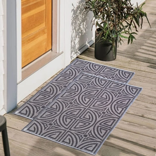 Greek Anti-Slip Multipurpose Floor Mat Set 40x60CM, Grey Round Key